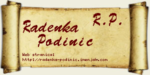 Radenka Podinić vizit kartica